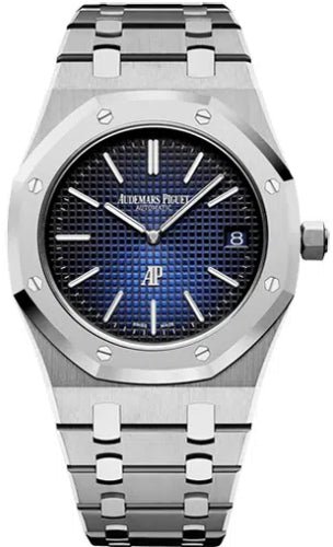 Audemars Piguet Royal Oak “Jumbo” Extra-Thin Smoked blue dial with “Petite Tapisserie” 15202IP.OO.1240IP.01