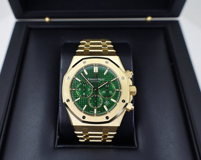 Audemars Piguet Royal Oak Selfwinding Chronograph Yellow Gold 41mm Green Dial Bracelet 26331BA.OO.1220BA.02