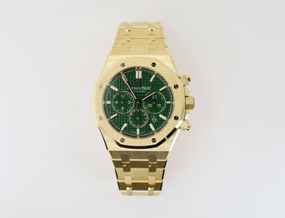 Audemars Piguet Royal Oak Selfwinding Chronograph Yellow Gold 41mm Green Dial Bracelet 26331BA.OO.1220BA.02